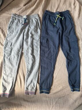 Mini Boden boys Cargo Jogger Pants - Gray and Navy, 2 pairs size 11